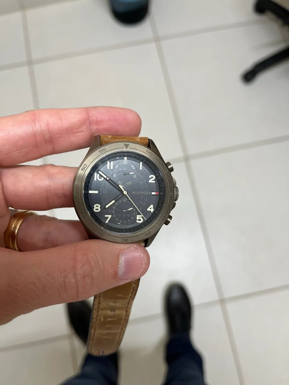 Relógio Tommy Hilfiger Masculino Couro Marrom - Original