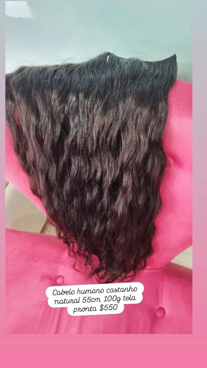 Cabelo Humano Castanho Natural 55cm