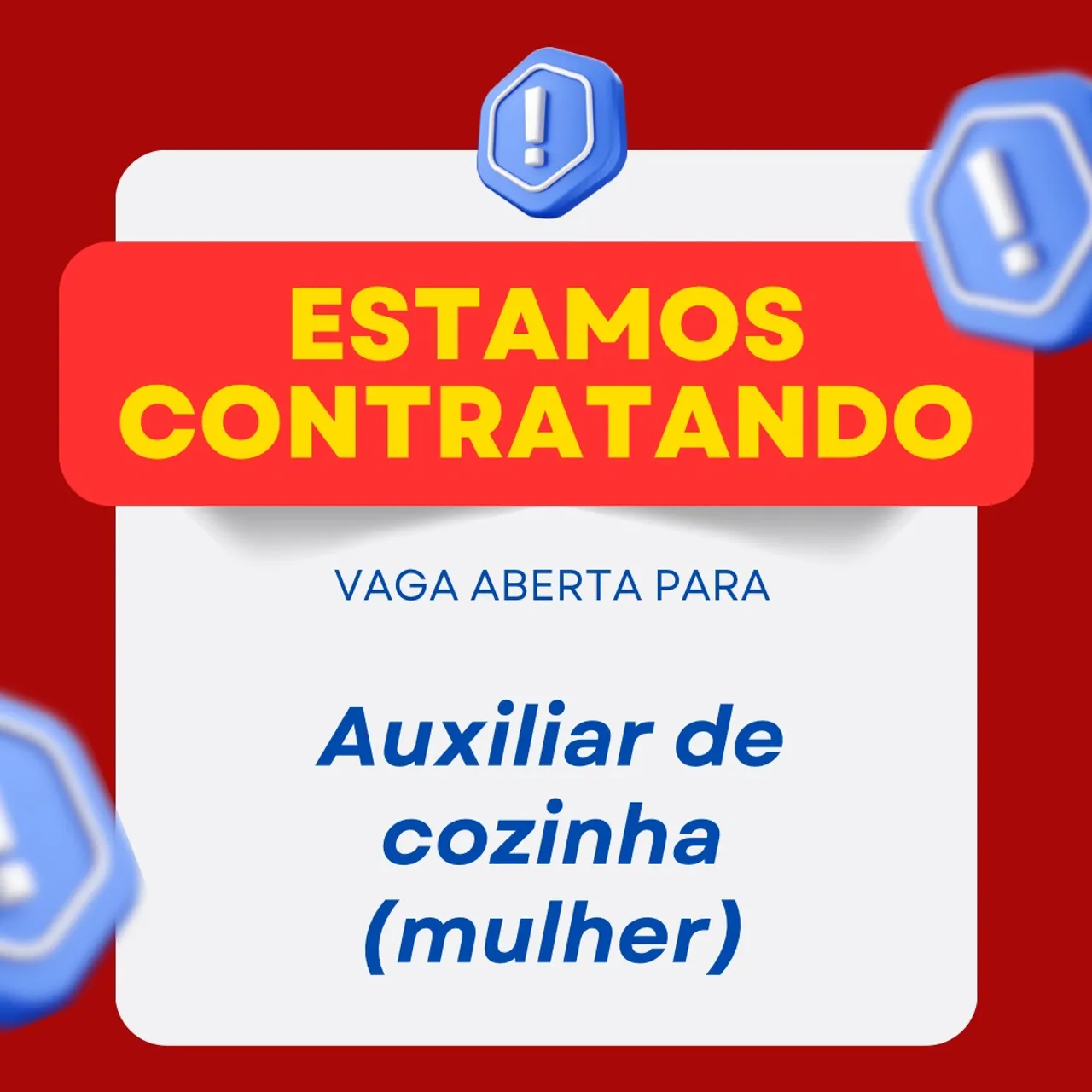 Vaga para auxiliar de cozinha (MULHER)