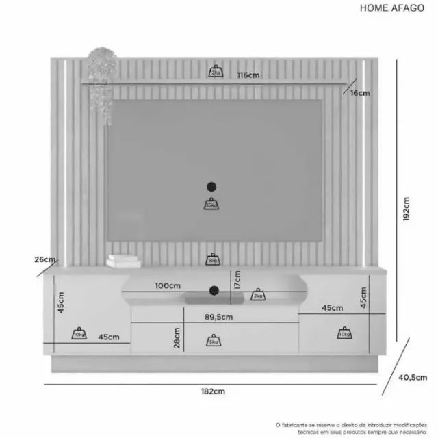 Estante Home Theater Para Tv Até 65 Polegadas Afago Candian - Para Pronta Entrega  - Foto 4