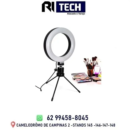 Ring Light Iluminador 20cm Com Tripé De Mesa Luz Led
