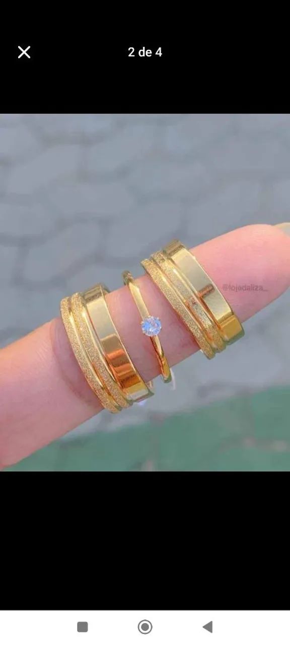 Par Alianças 8mm reta lisa frisos diamantados+Solitário! - Foto 4