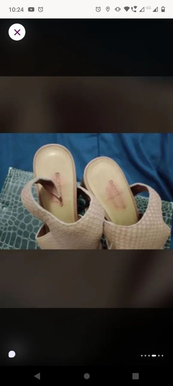 Sandália Bege Peep Toe - Foto 4