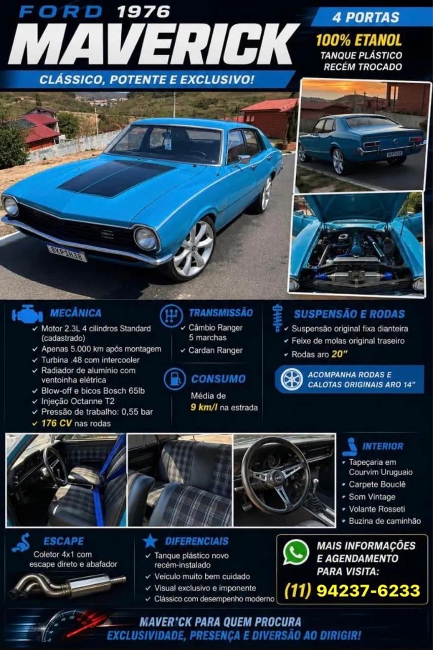 Ford Maverick Super Luxo Sedan V8 16V Gasolina 4P Manual 1976