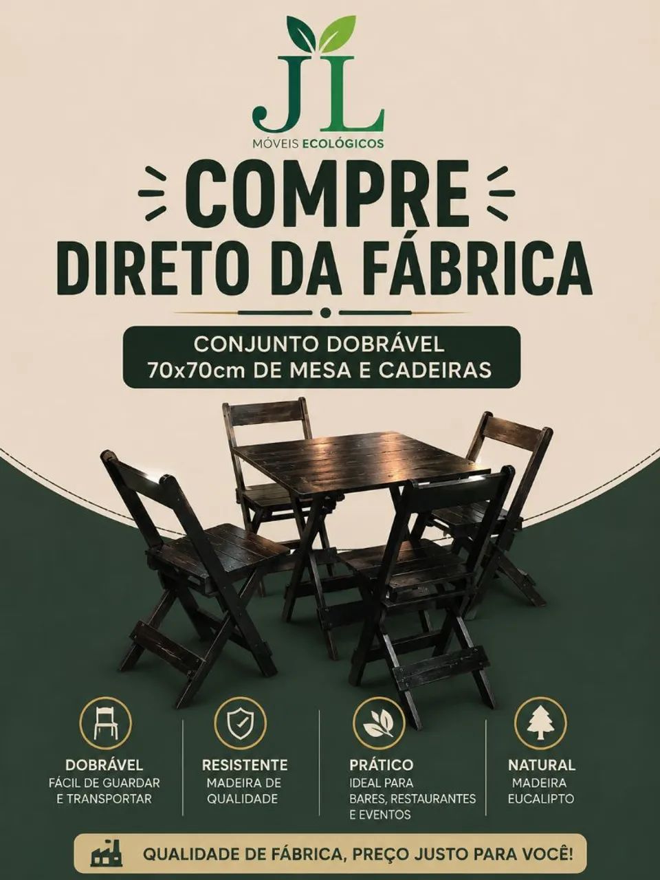 Kit mesa e cadeiras dobráveis  - Foto 2