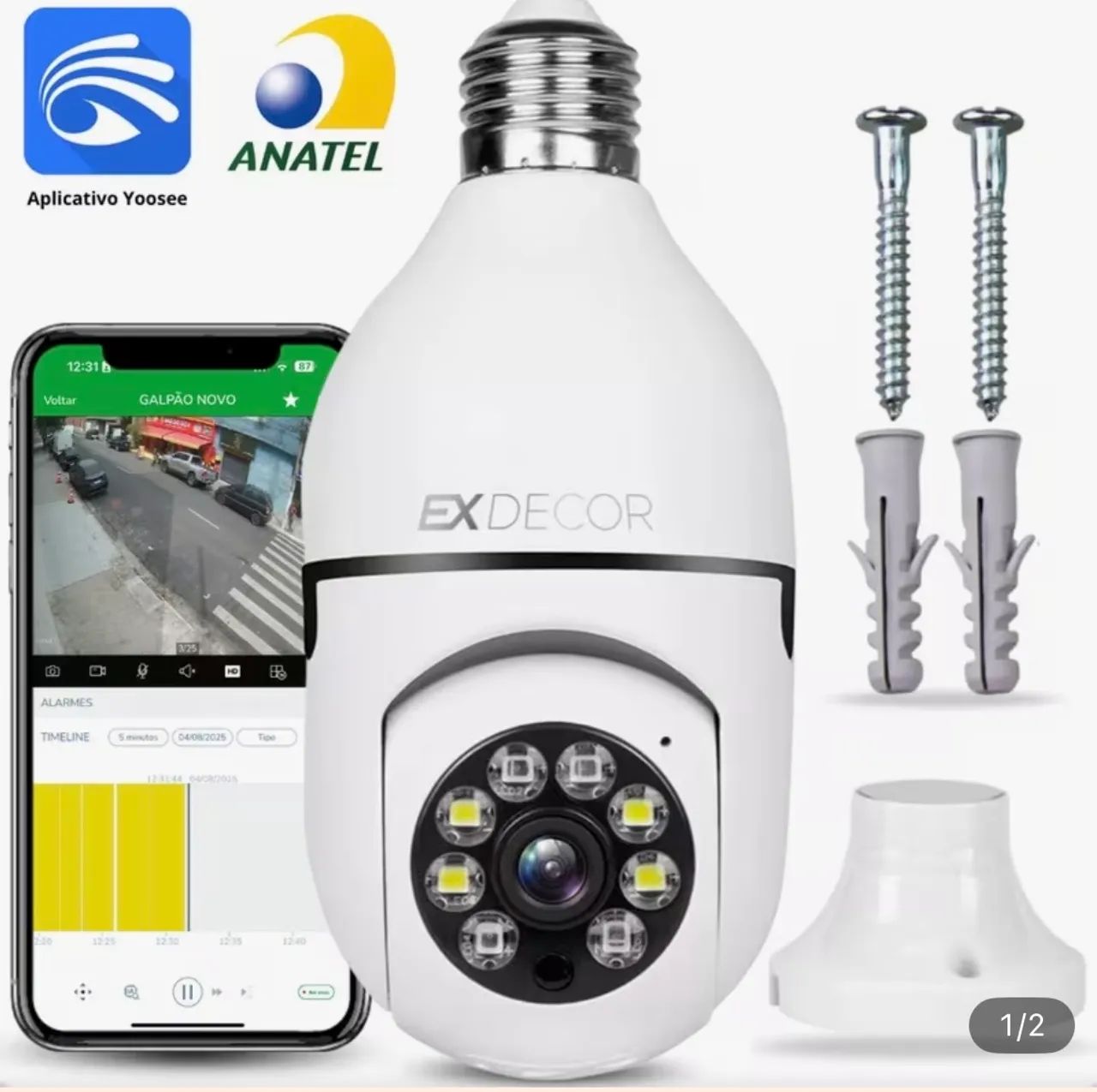Câmera inteligente 360 lâmpada 