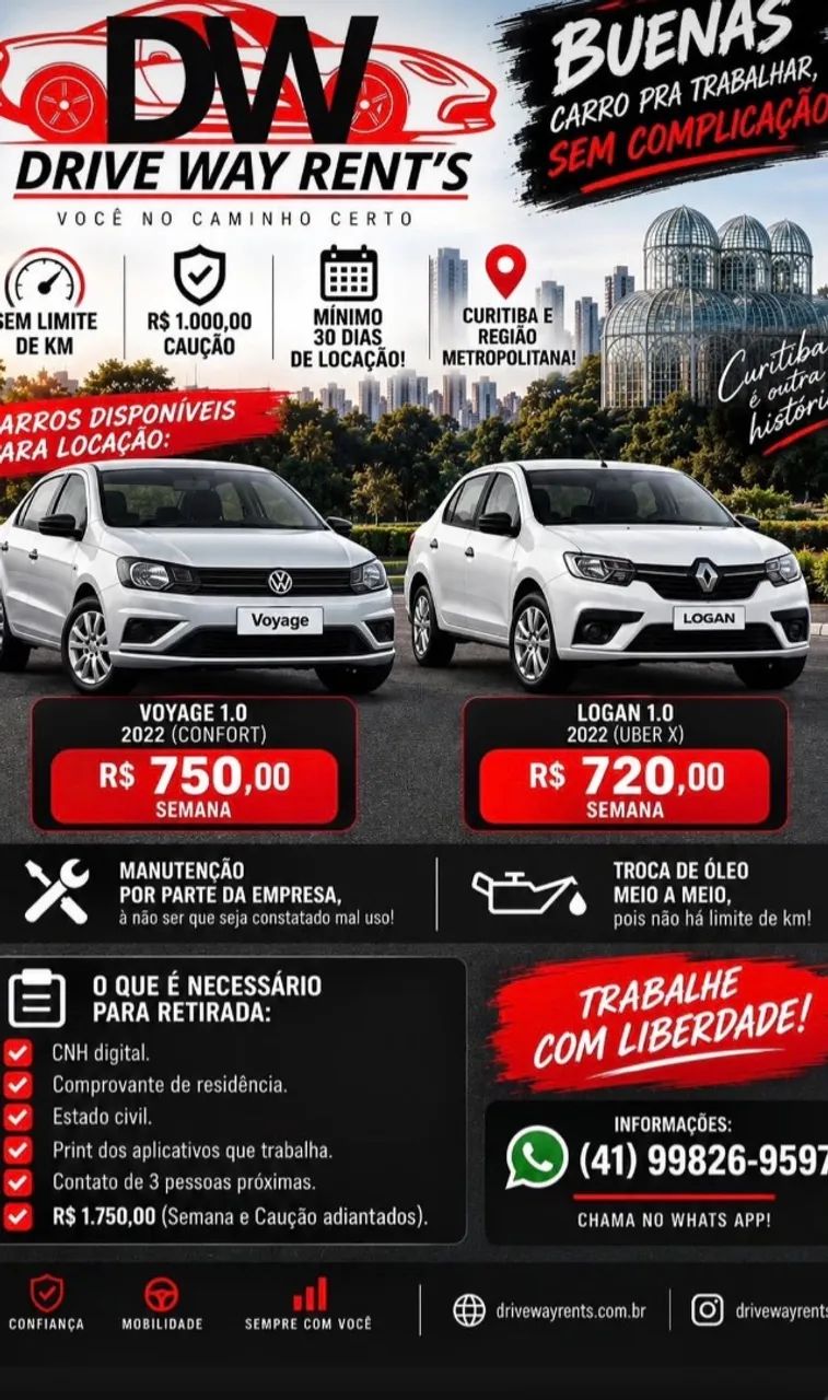 Aluguel, locação de carros, Uber, 99, indriver
