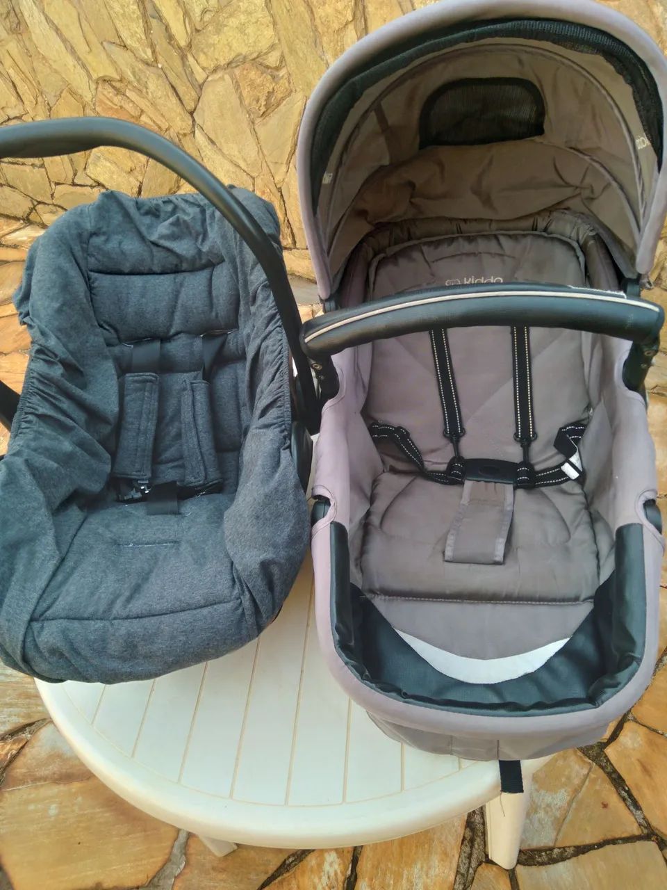 Carrinho de bebê KIDDO 3 peças berço + Moisés  - Foto 3