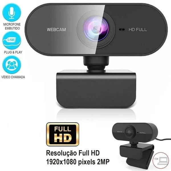 Webcam Full HD 1080p Com Microfone Para PC Notebook USB Plug And Play - Foto 2