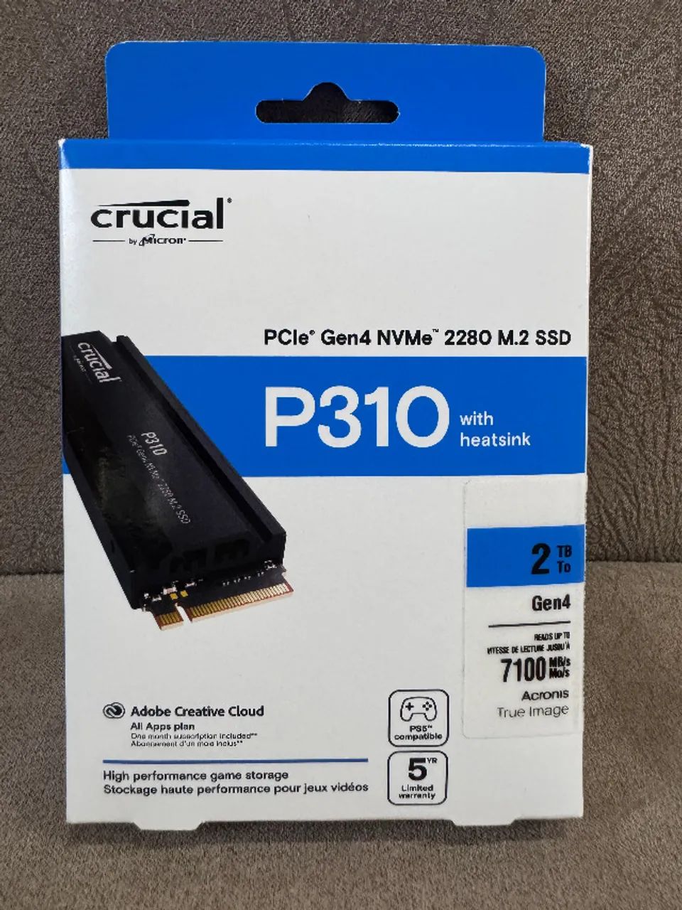 Ssd M.2 2TB Crucial P310 - Pcie Gen4 2280 Nvme 7.100mhz Ps5