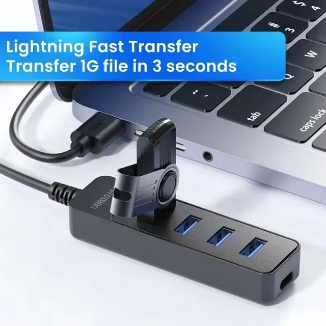 Hub USB 3.0 Multifuncional de 4 Portas Tipo-C - Foto 4