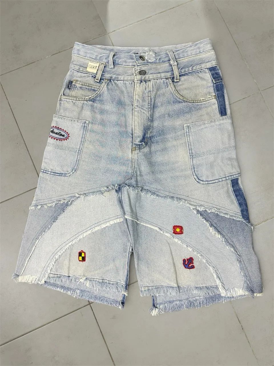 Bermuda Jeans Jorts Oversized - Customizada & Patchwork Autoral