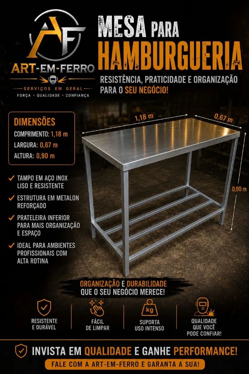 Mesa industrial para comércio .