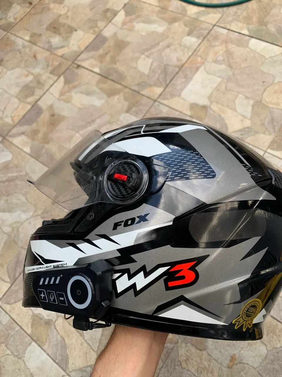 CAPACETE FW3 FOX + INTERCOMUNICADOR 