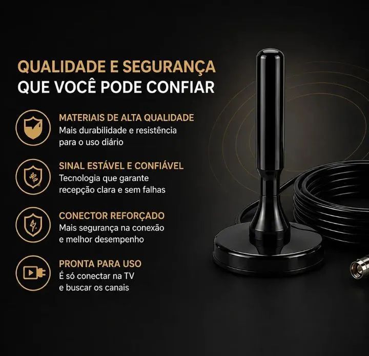 Antena tv recepção digital cabo 5 metros  - Foto 3