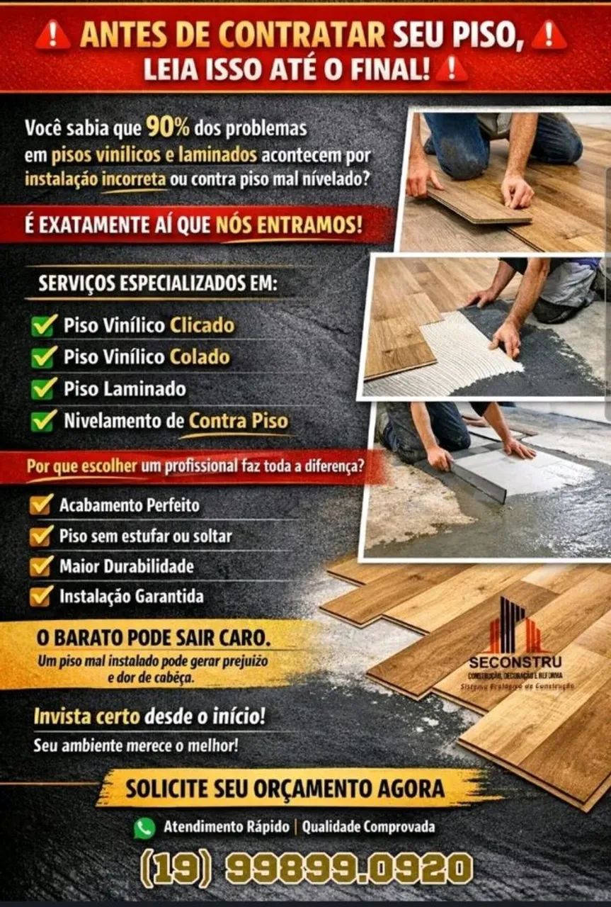 VENDA E INSTALAÇÃO DE PISOS VINILICOS  LAMINADOS  RODAPES