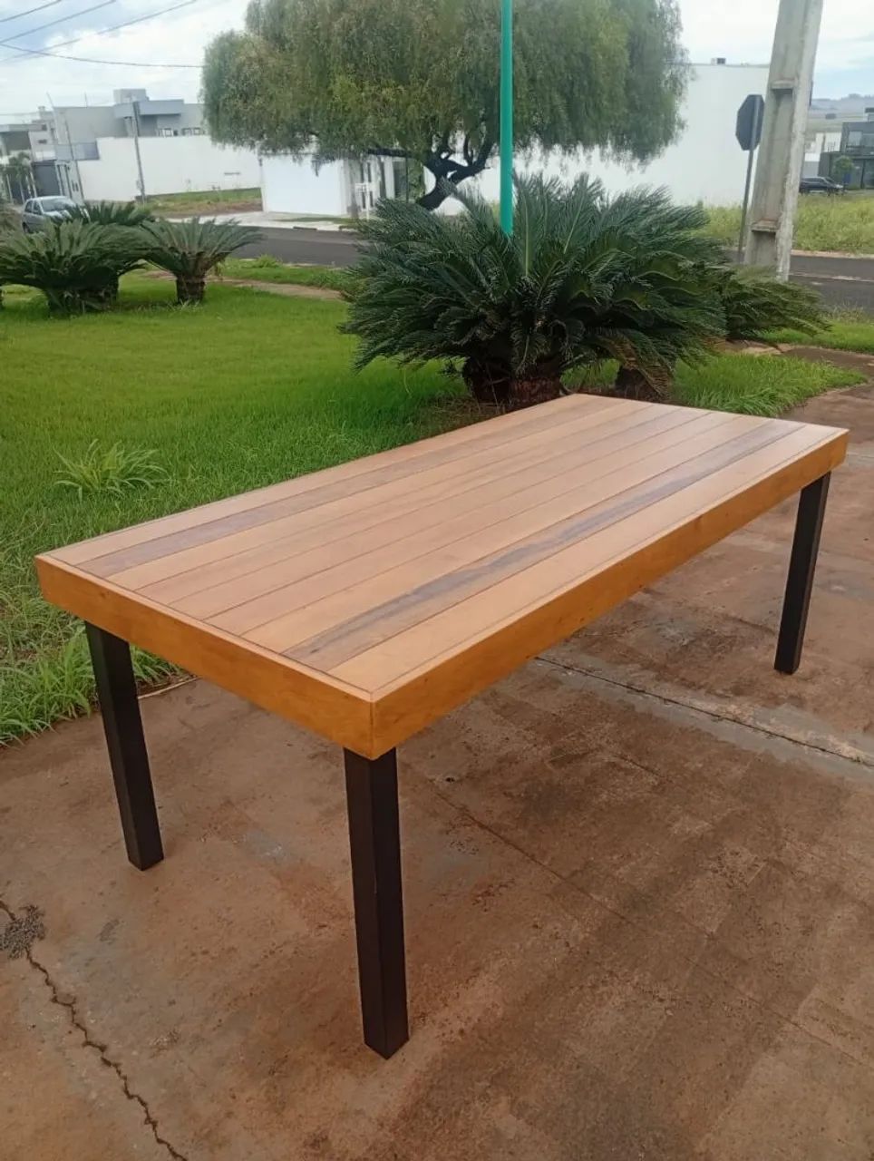 Mesa de madeira estrutura de aço  - Foto 3