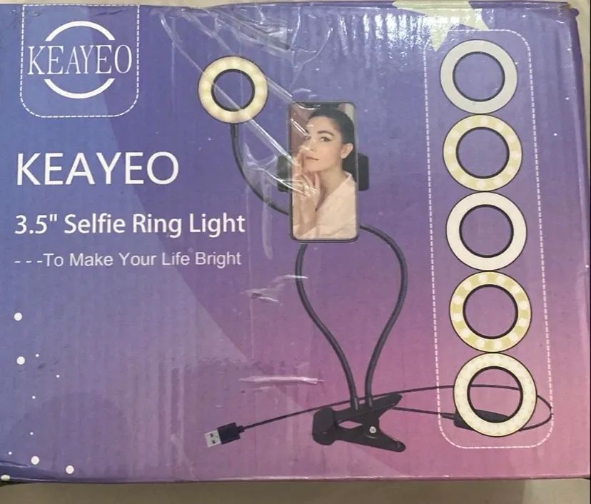 suporte celular ring light usb luminária led para youtubers preto