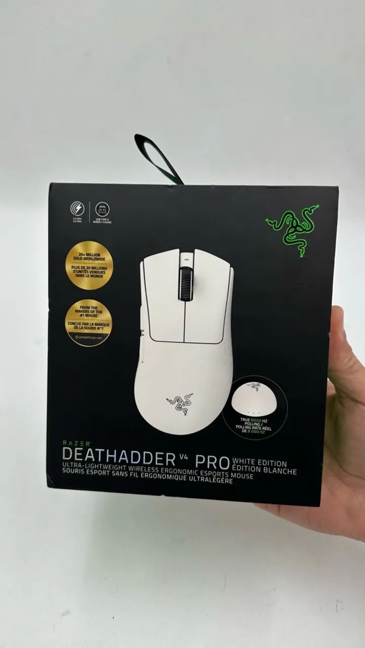 Mouse Gamer Razer Deathadder V4 Pro 8000hz Wireless Branco Lacrado