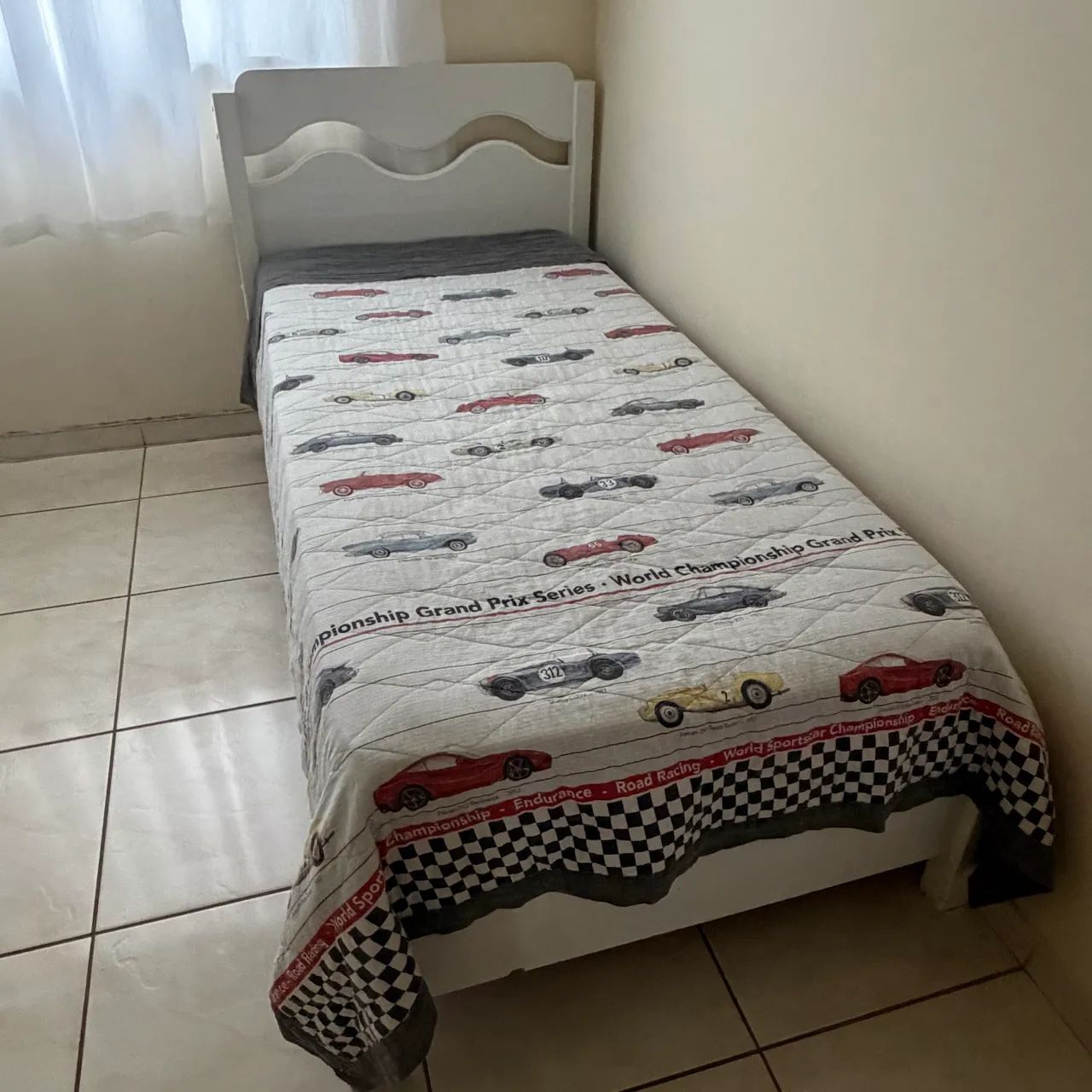 Cama Solteiro MDF branco 
