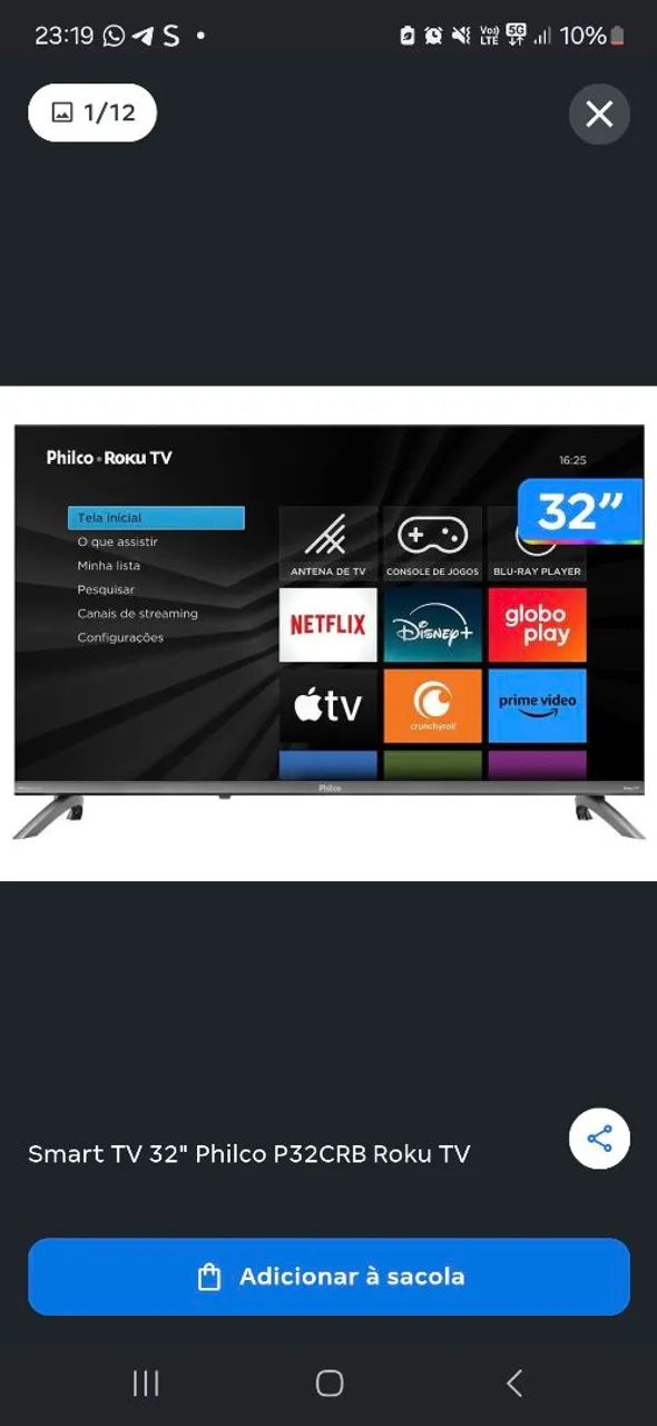 Smart TV 32" Philco P32CRB Roku TV