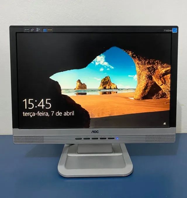 Monitor Aoc 716swx Vga 17 Pol Funcionando Com Cabos Tela Pc