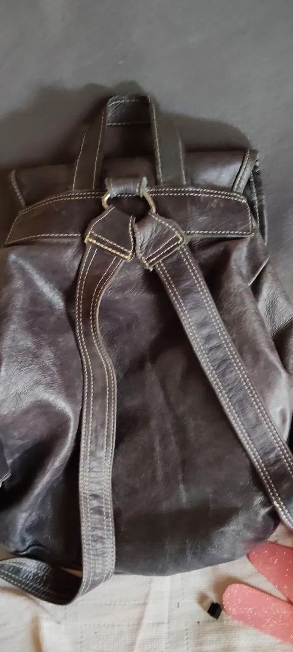 Bolsa mochila de couro de marca  - Foto 4