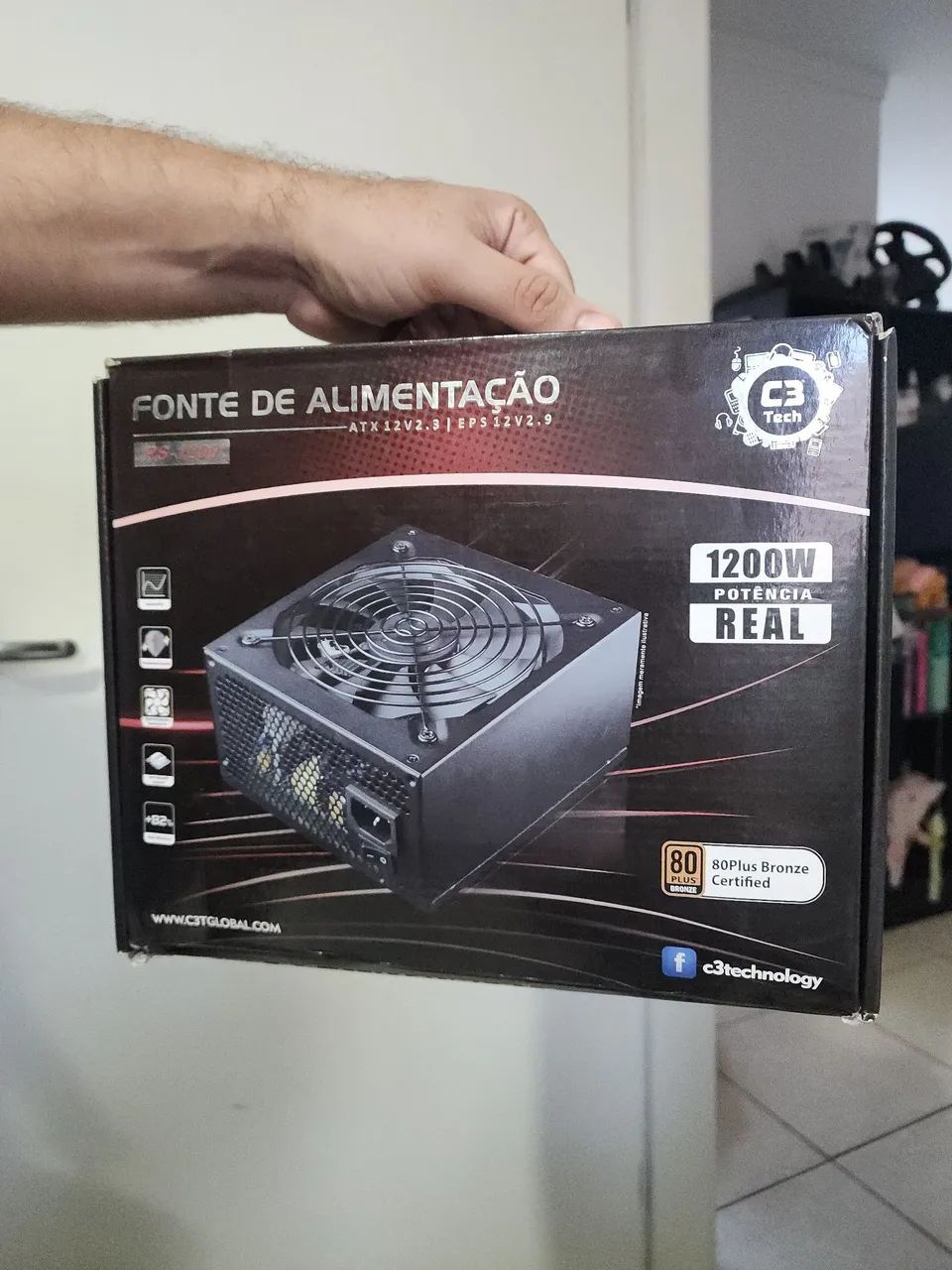 Fonte C3Tech 1200W 80 Plus Bronze - Usada