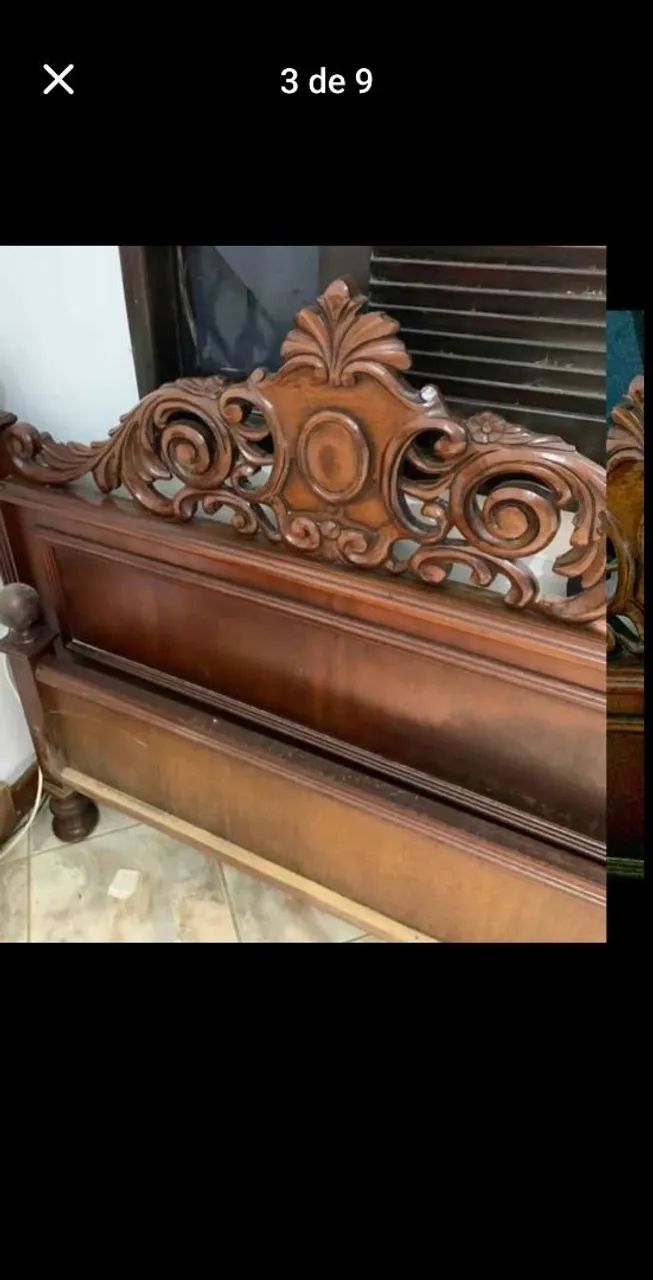 CAMA D3 CASAL EM CEREJEIRA  ESCULPIDA 