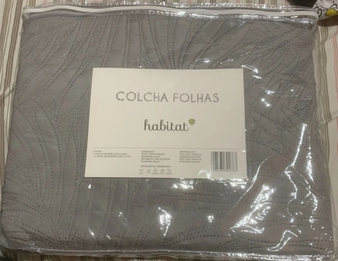Colcha + fronha solteiro cor cinza