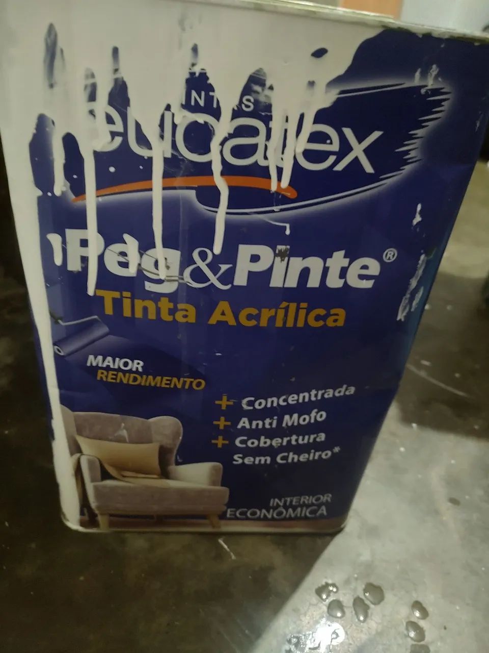 Tinta látex acrílico branco fosco meia lata