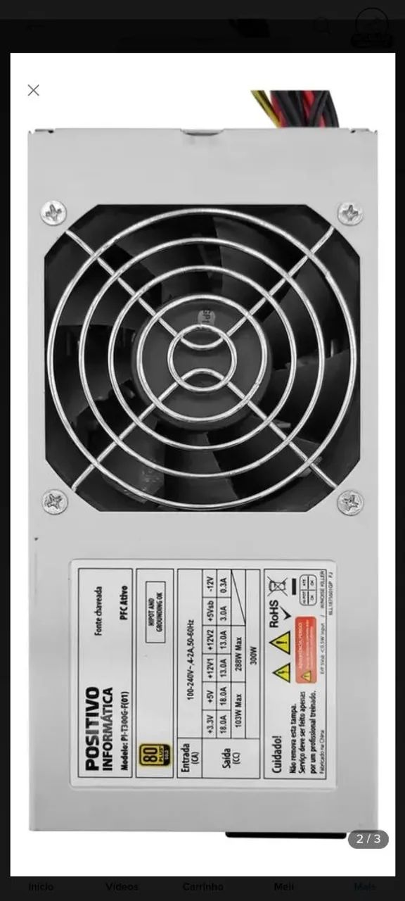 fonte 300w 80 plus pfc - Foto 2
