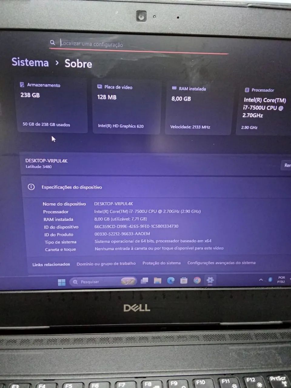 Notebook Dell core i7 7th - 8GB - SSD 240GB - Foto 4