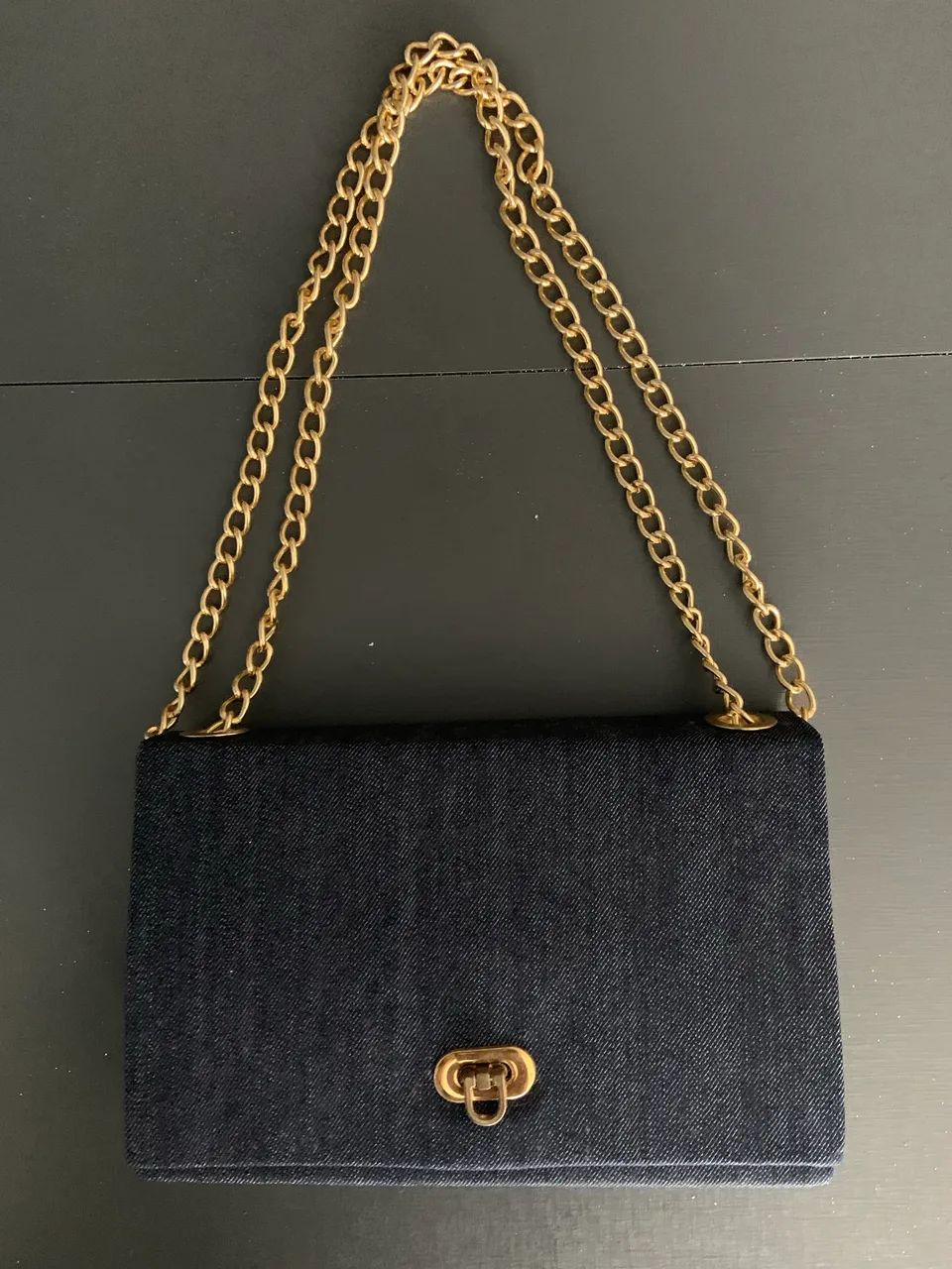 Bolsa jeans com alças douradas  - Foto 4