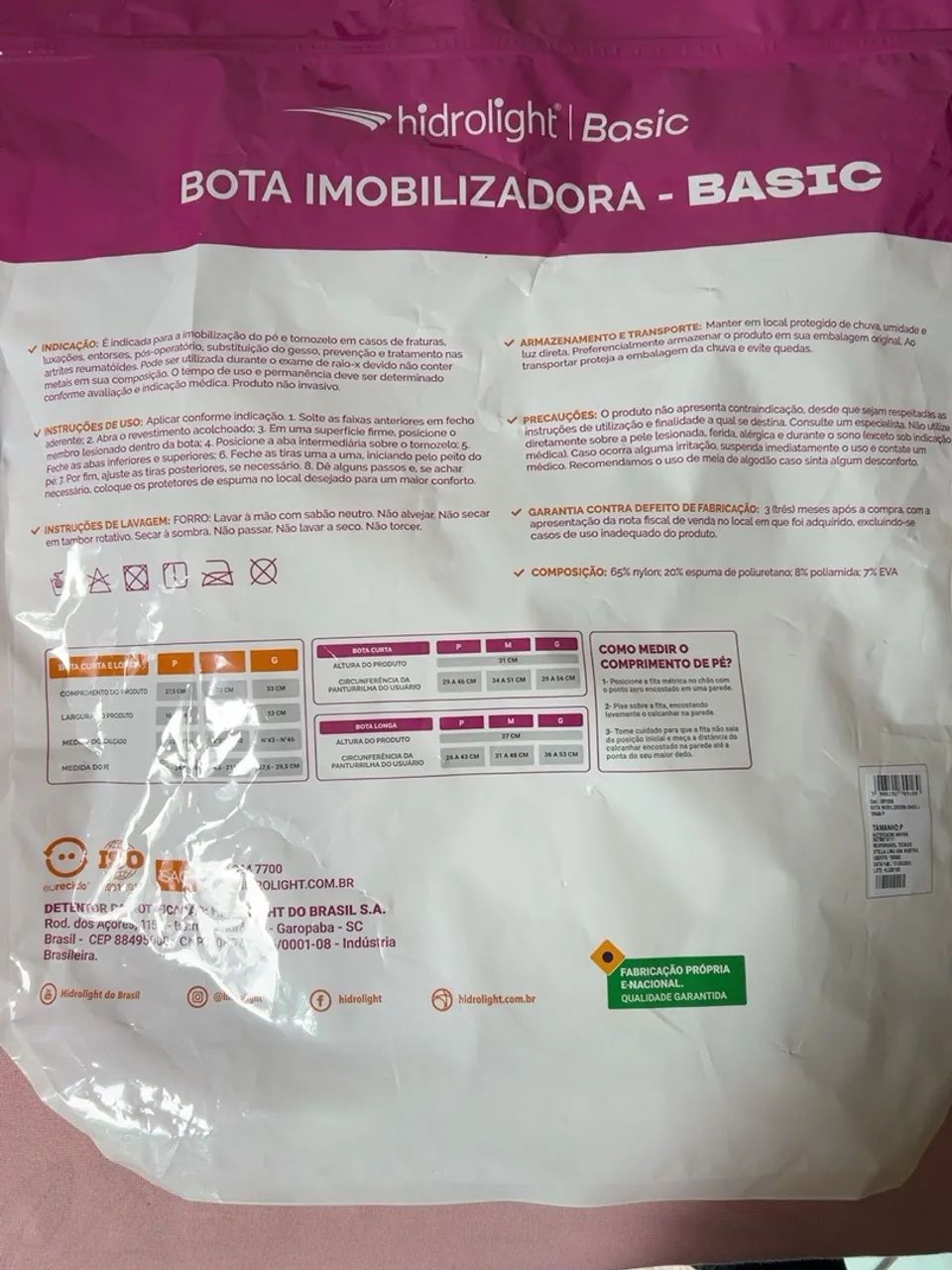 BOTA IMOBILIZADORA HIDROLIGHT - BASIC  - Foto 2