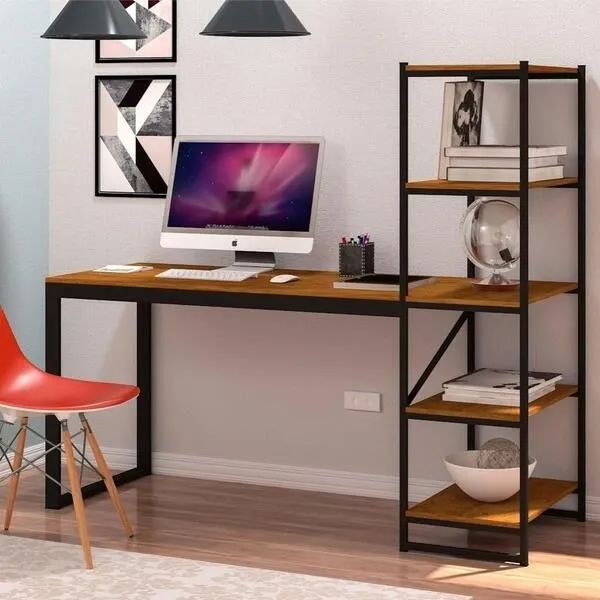 Mesa Escritório Com Estante DIVIDIMOS EM ATÉ 10X SEM JUROS