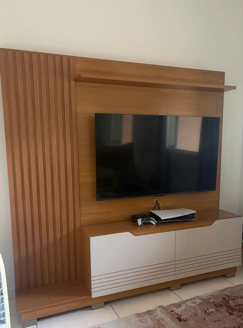 Estante Para Tv Até 80 Polegadas Ripado Em Mdf Santiago