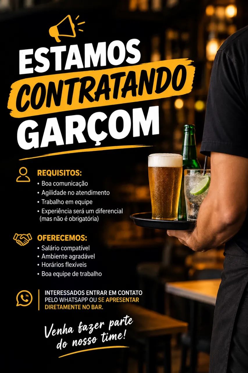 Vaga de Garçom no Bessa 