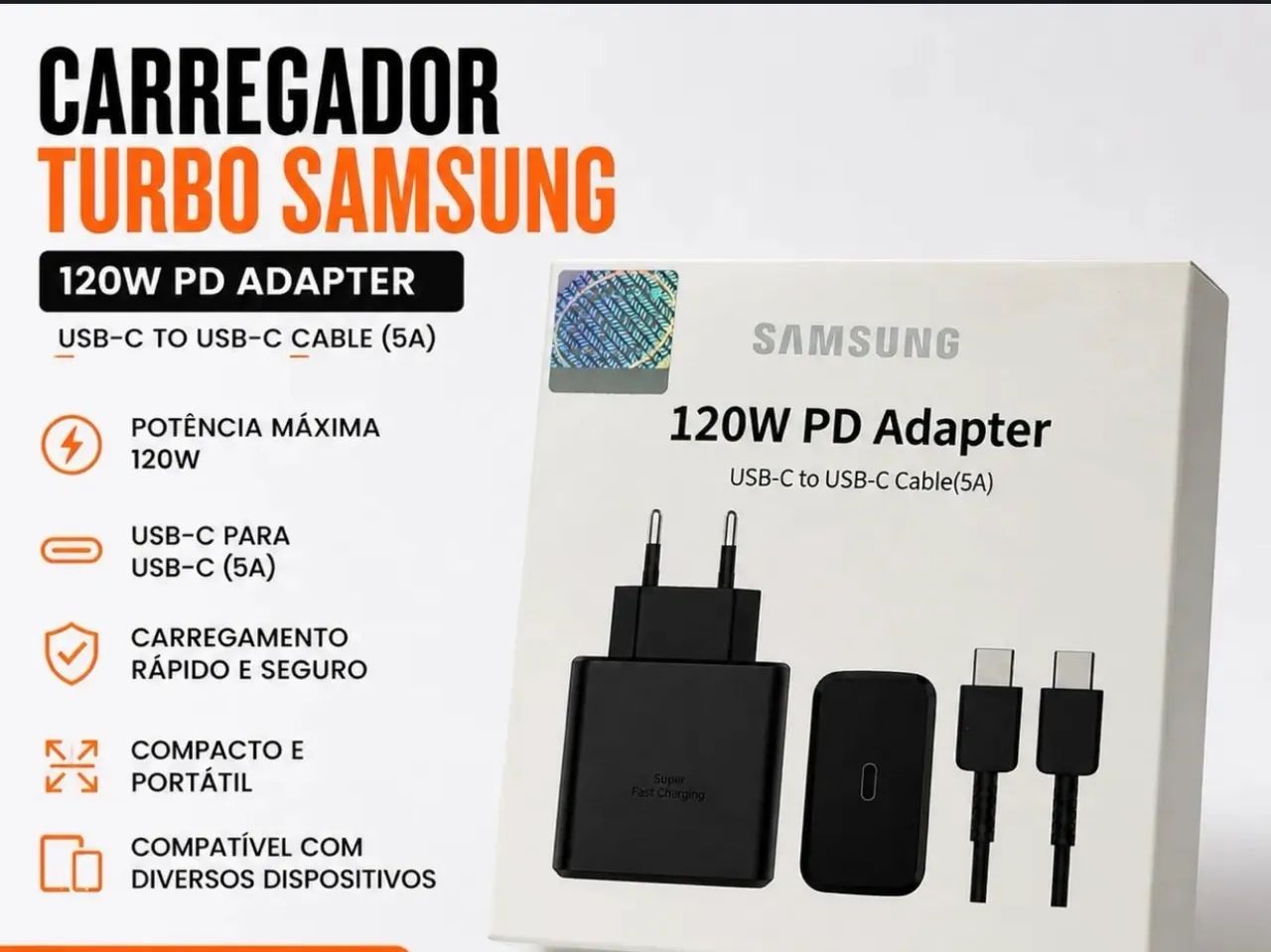 Carregador Samsung tipo C 