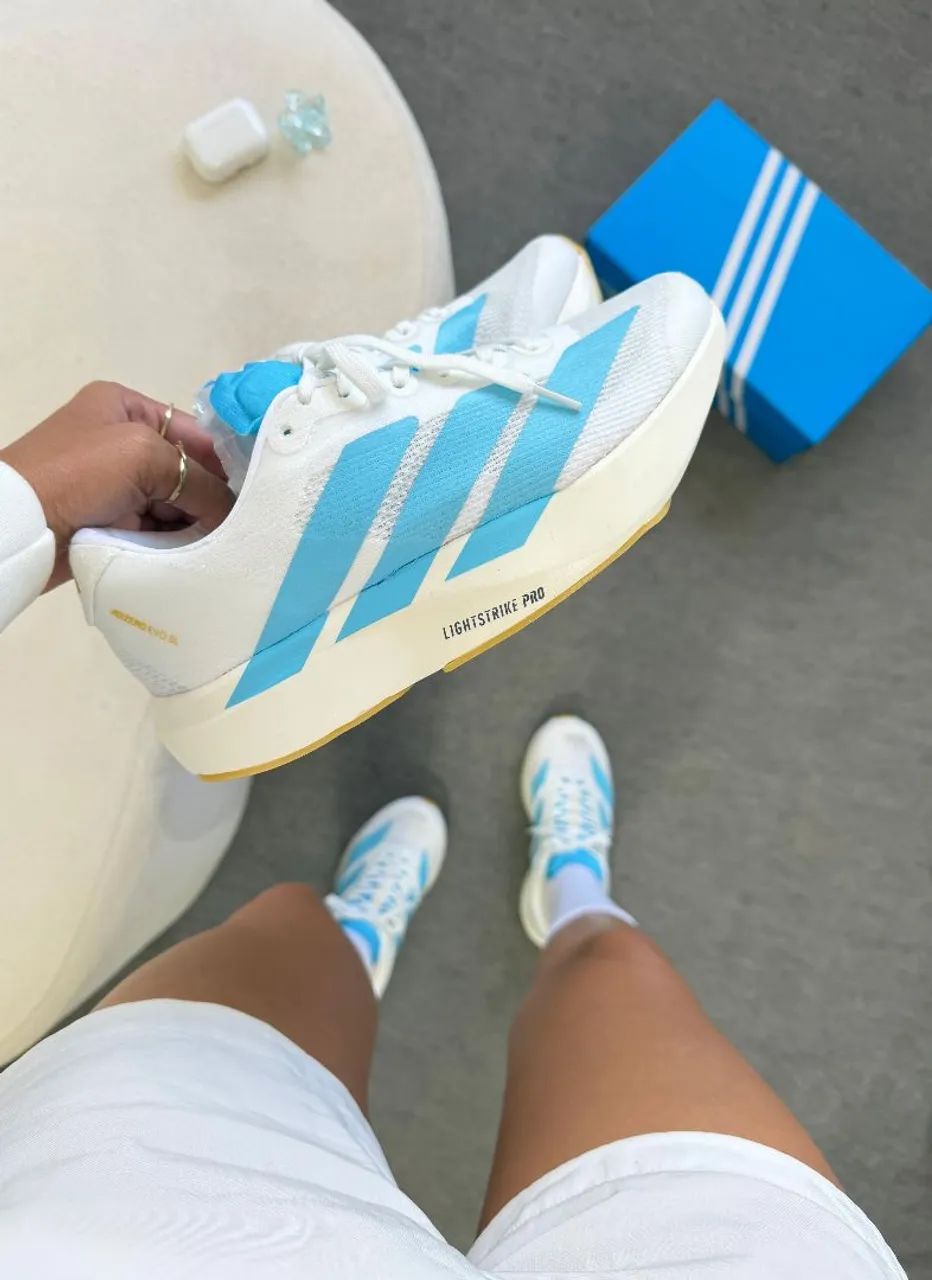 Tênis Adidas Evo SL branco azul celeste lightstrike  - Foto 2