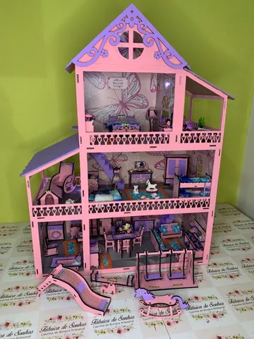 Casa Casinha Da Boneca Barbie Mdf 112 Cm + 22 Móveis Branco