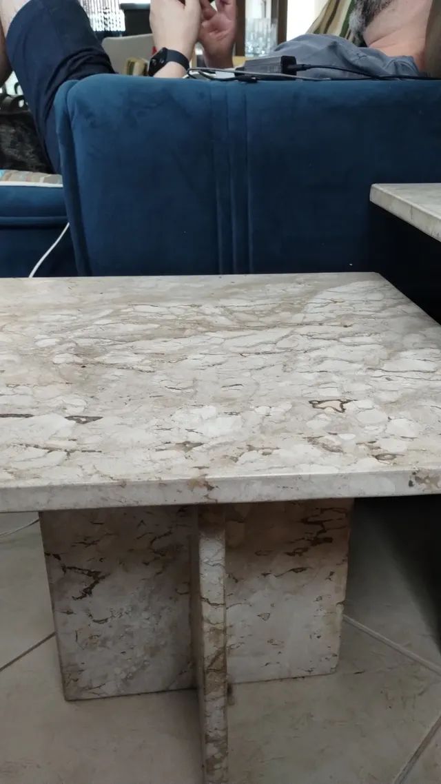 Mesa de Apoio de Mármore Travertino 100%-Tamanho P - Foto 2