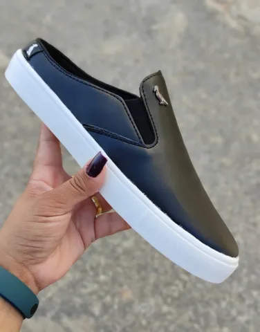 Sapatênis mule preto / branco