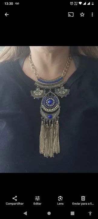 colar  com detalhes em azul royal - Foto 2