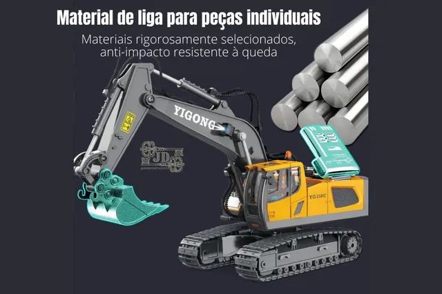 Retroescavadeira/ escavadeira - carrinho de controle remoto Diversão hobbie - Foto 5