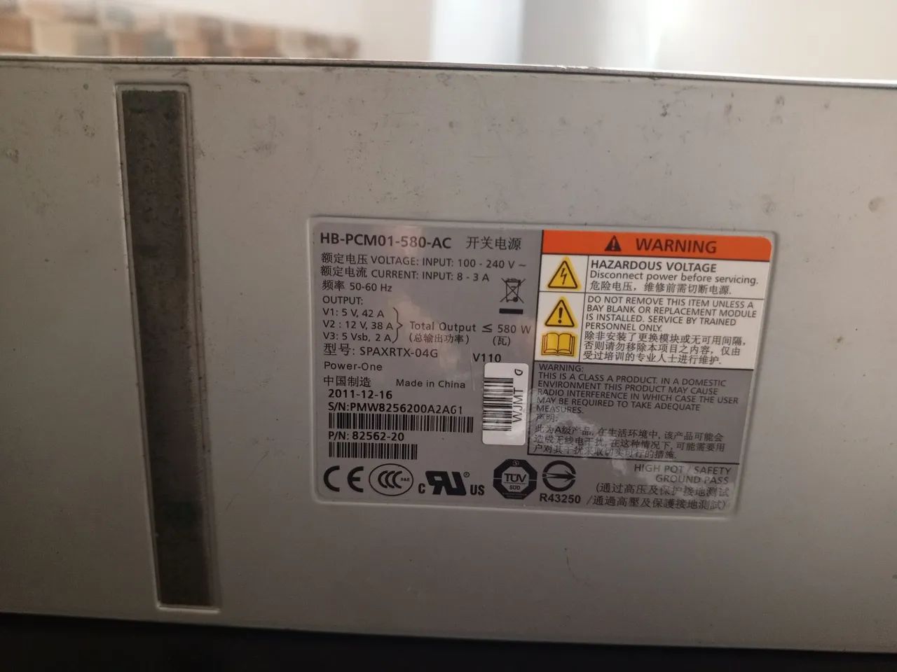 Fonte IBM 580W Storage V7000 HB-PCM01-580-AC 85Y6074 85Y6074