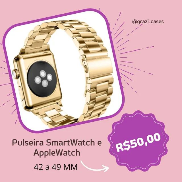Pulseira Smartwatch e AppleWatch Aço Inoxidavel  - Foto 4