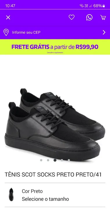Sapato Mr Cat, Scot socks preto - tamanho 40 41