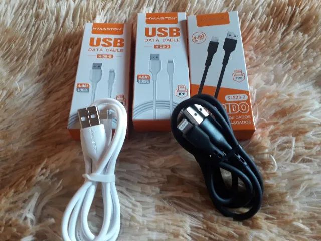 Cabo USB Carregador/ Cabo de Dados 4.8A/ iPhone/ V8/ Tipo-C/ H'Maston Original