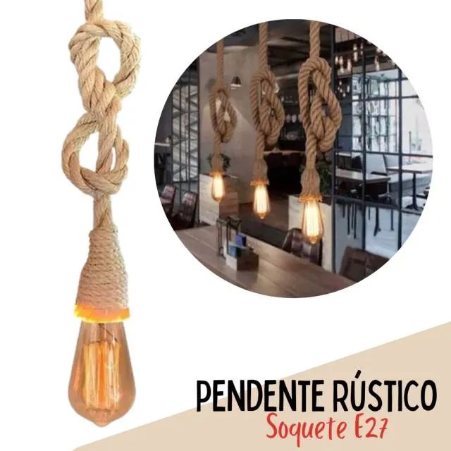 Pendente Rústico Decorativo de Corda 1 Metro _ CS518 Descrição Luminária 